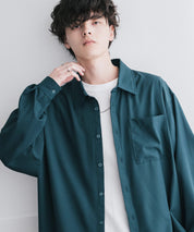 新色追加 オーバーサイズ レギュラーカラーストレッチ長袖シャツ 11915