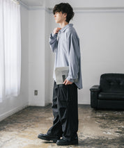 新色追加 オーバーサイズ レギュラーカラーストレッチ長袖シャツ 11915