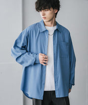 新色追加 オーバーサイズ レギュラーカラーストレッチ長袖シャツ 11915