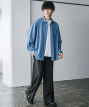 新色追加 オーバーサイズ レギュラーカラーストレッチ長袖シャツ 11915