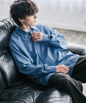 新色追加 オーバーサイズ レギュラーカラーストレッチ長袖シャツ 11915