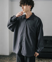 新色追加 オーバーサイズ レギュラーカラーストレッチ長袖シャツ 11915