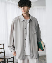 新色追加 オーバーサイズ レギュラーカラーストレッチ長袖シャツ 11915