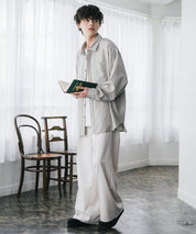 新色追加 オーバーサイズ レギュラーカラーストレッチ長袖シャツ 11915