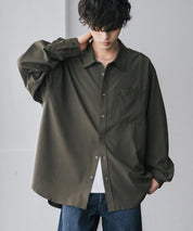 新色追加 オーバーサイズ レギュラーカラーストレッチ長袖シャツ 11915