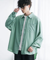 新色追加 オーバーサイズ レギュラーカラーストレッチ長袖シャツ 11915