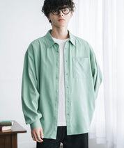 新色追加 オーバーサイズ レギュラーカラーストレッチ長袖シャツ 11915