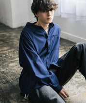 新色追加 オーバーサイズ レギュラーカラーストレッチ長袖シャツ 11915