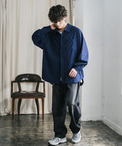 新色追加 オーバーサイズ レギュラーカラーストレッチ長袖シャツ 11915