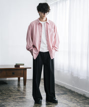 新色追加 オーバーサイズ レギュラーカラーストレッチ長袖シャツ 11915