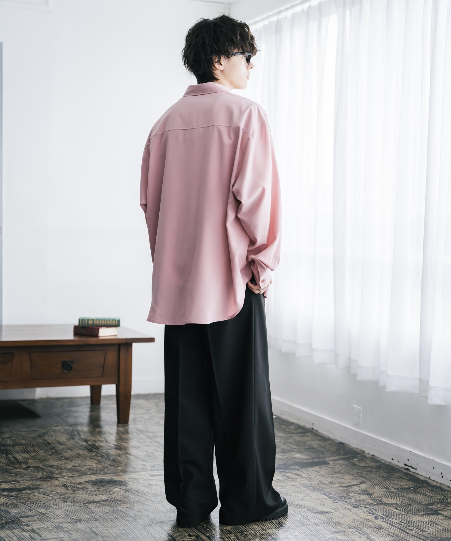 新色追加 オーバーサイズ レギュラーカラーストレッチ長袖シャツ 11915