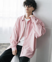 新色追加 オーバーサイズ レギュラーカラーストレッチ長袖シャツ 11915