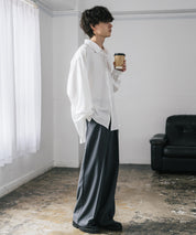 新色追加 オーバーサイズ レギュラーカラーストレッチ長袖シャツ 11915