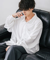 新色追加 オーバーサイズ レギュラーカラーストレッチ長袖シャツ 11915