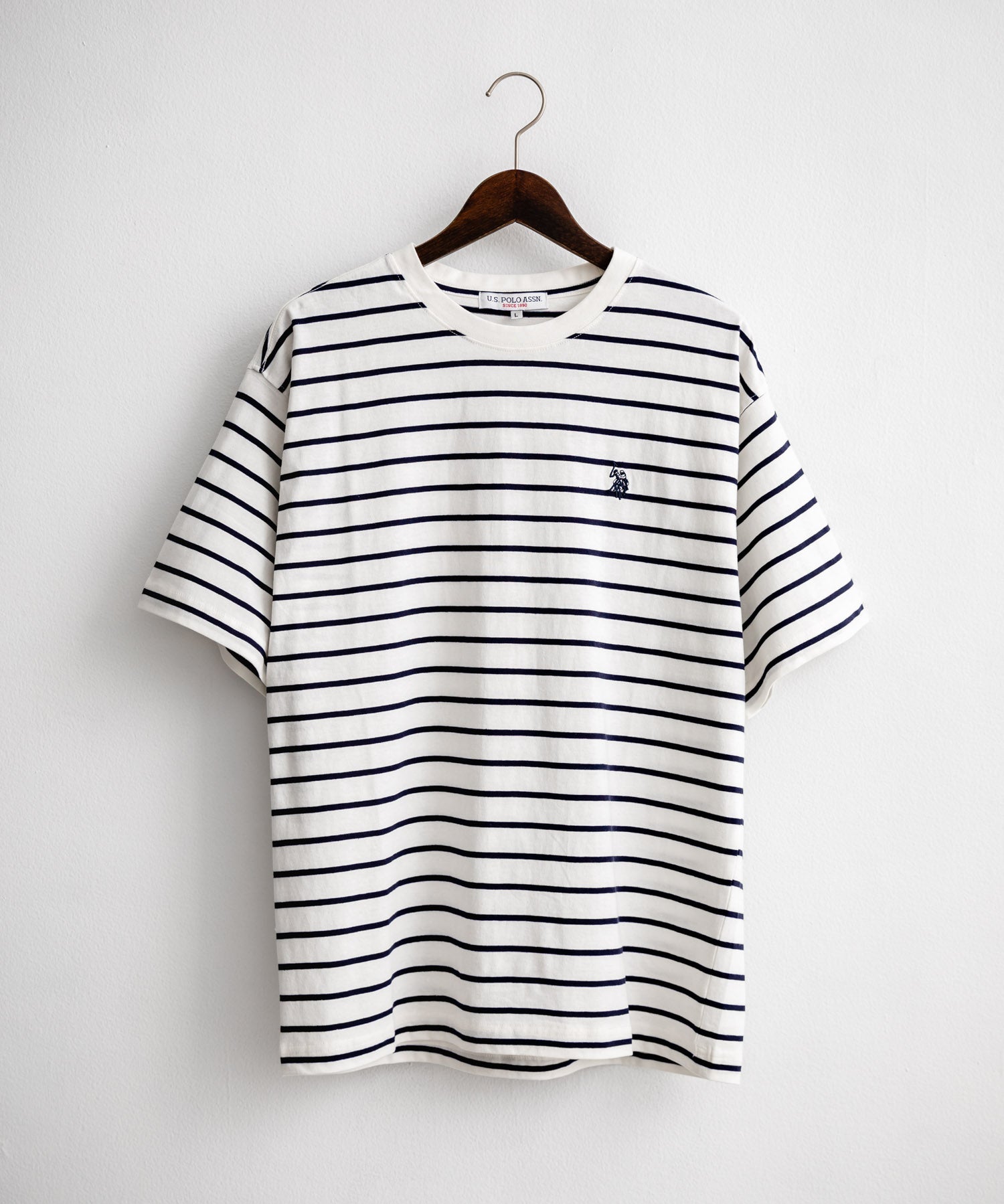U.S.POLO ASSN. ユーエスポロアッスン バックプリント/無地/ボーダー オーバーサイズクルーショートスリーブTシャツ