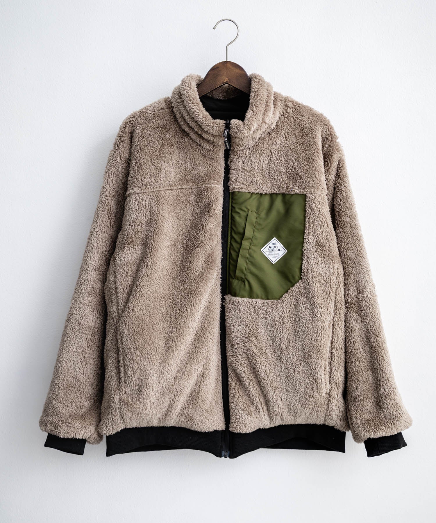 KRIFF MAYER クリフメイヤー 2WAYリバーシブル ひっくりスタンドネックボアジャケット/ワンポイントロゴ刺繍入りブルゾン 2612802 16550