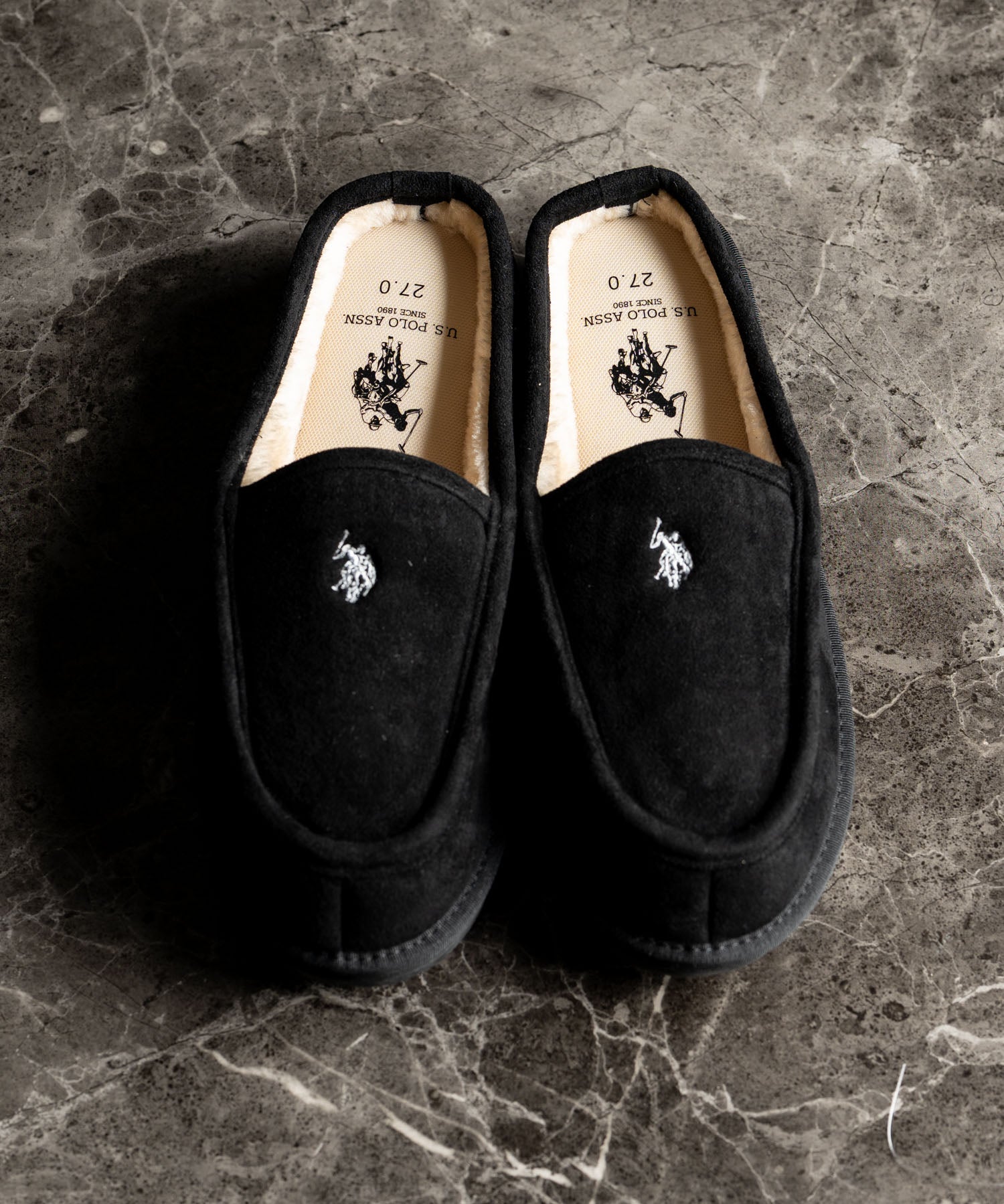 U.S.POLO ASSN. ユーエスポロアッスン ボアライニングスライド スリッポン/ワンポイントロゴモカシンシューズ 14933