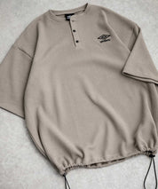 UMBRO アンブロ 別注コラボ オーバーサイズワンポイントロゴ刺繍ワッフルヘンリーネック半袖Tシャツ 15349