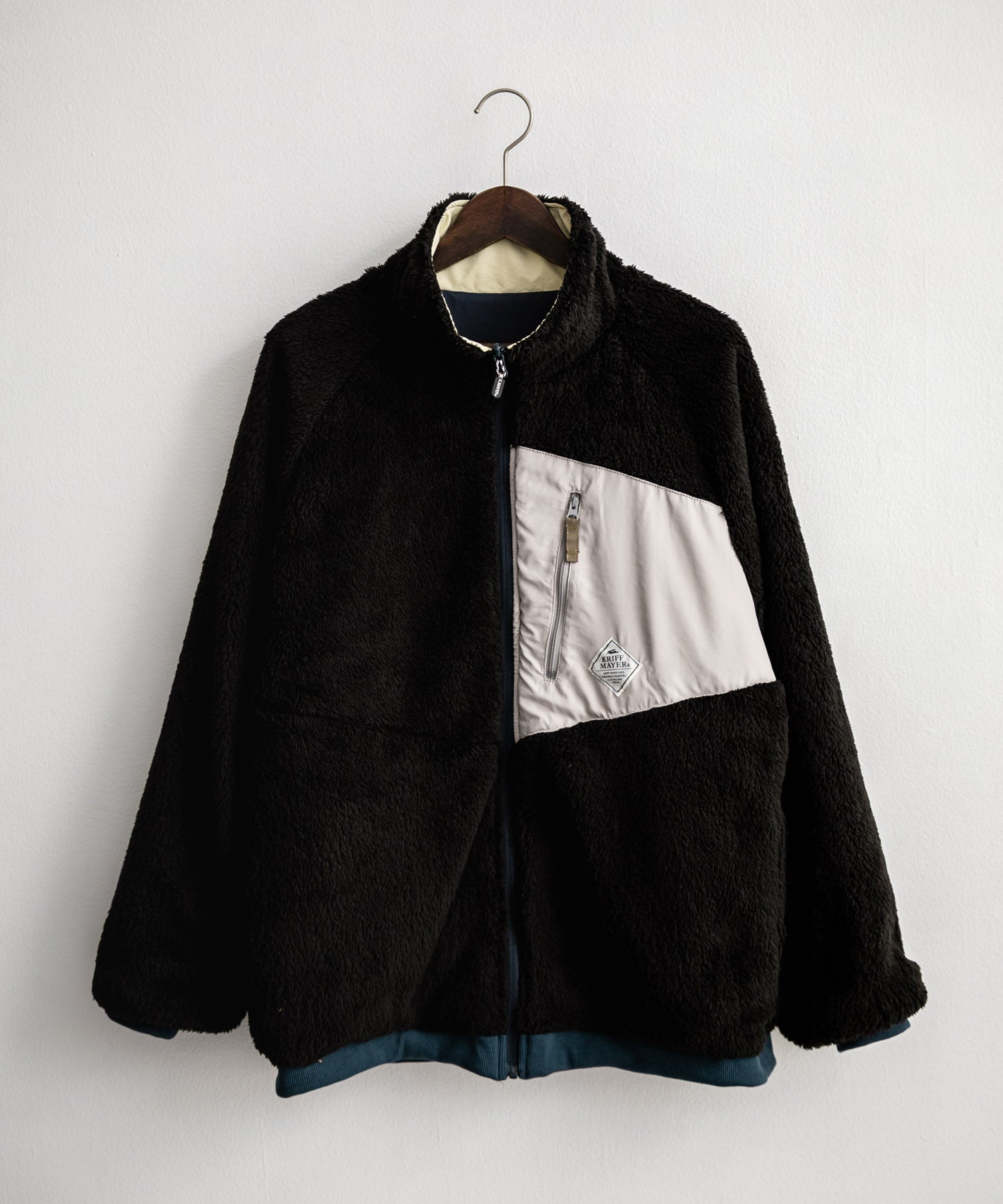 KRIFF MAYER クリフメイヤー 2WAY リバーシブルひっくりスタンドネックボアジャケット/ロゴ刺繍入りボアブルゾン 2514404 14796