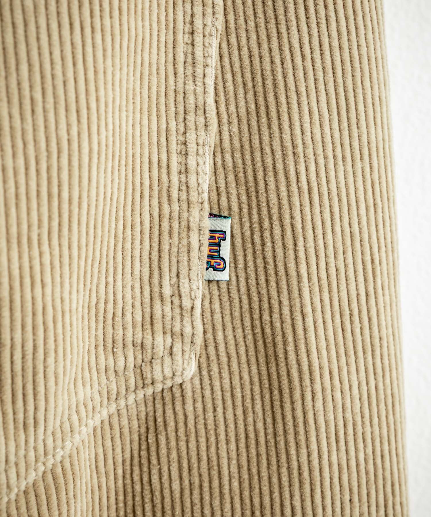 HUF ハフ CROMER CORDUROY PANT ワンポイントロゴ刺繍入りコーデュロイテーパードワイドパンツ 15060