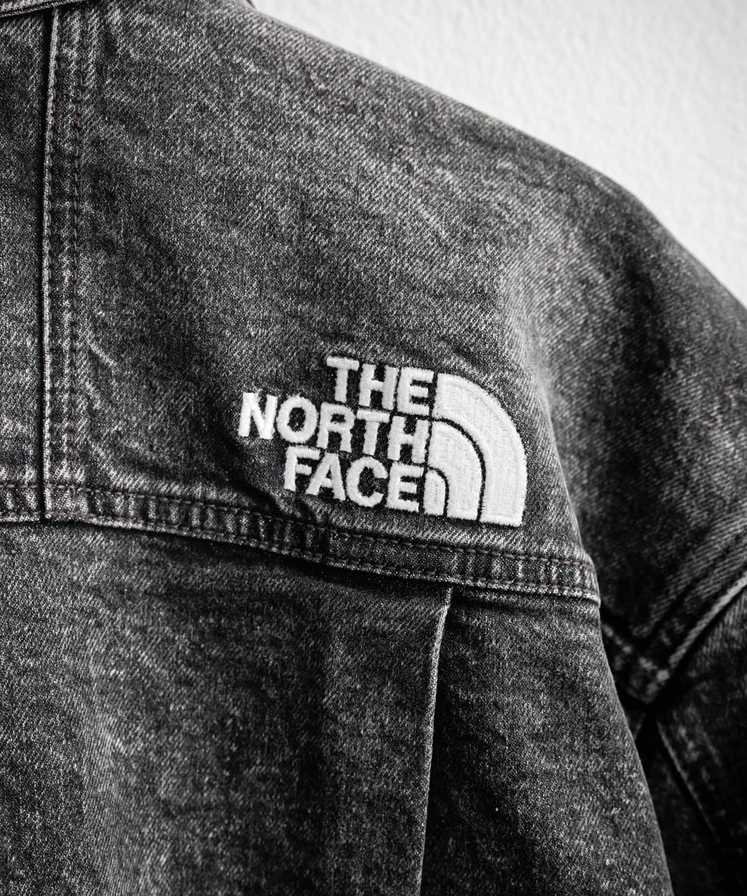 日本未展開モデル WHITE LABEL THE NORTH FACE DENIM TRUCKER JACKET ワンポイントロゴ刺繍ワークデニムジャケット 15653