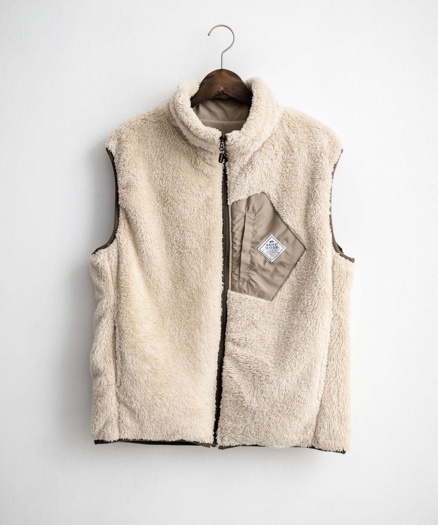 KRIFF MAYER クリフメイヤー 2WAYリバーシブル ひっくりスタンドネックボアベスト/ ワンポイントロゴ刺繍入りジップアップフリースベスト 2612800 16549