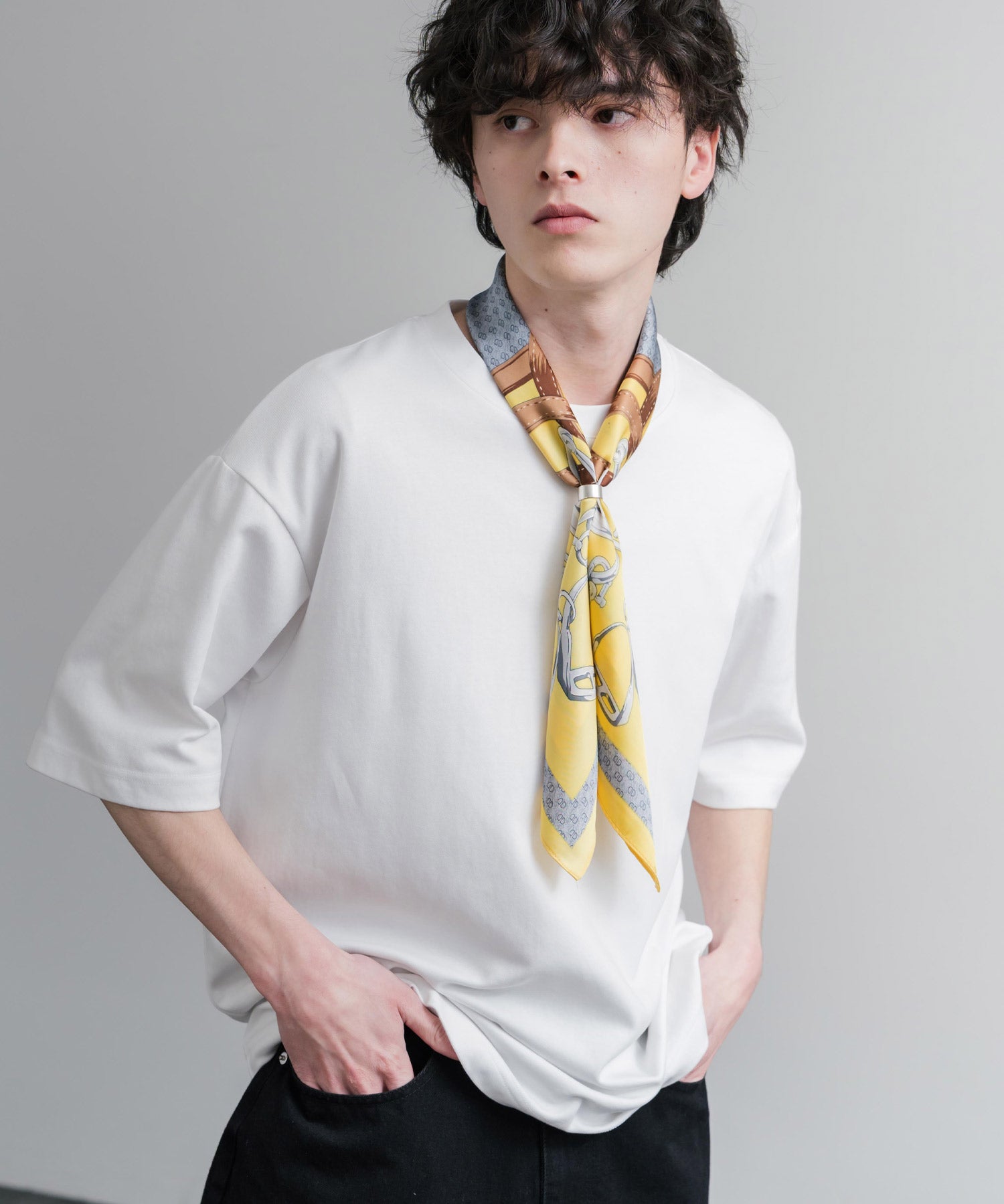 新色追加 スカーフリング付き 大判サイズ総柄スカーフ 12688