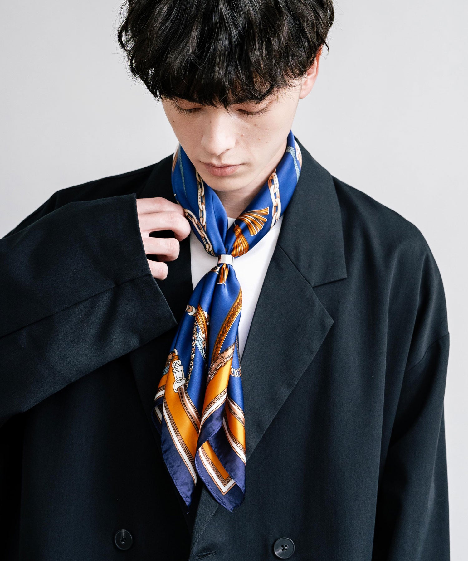 新色追加 スカーフリング付き 大判サイズ総柄スカーフ 12688