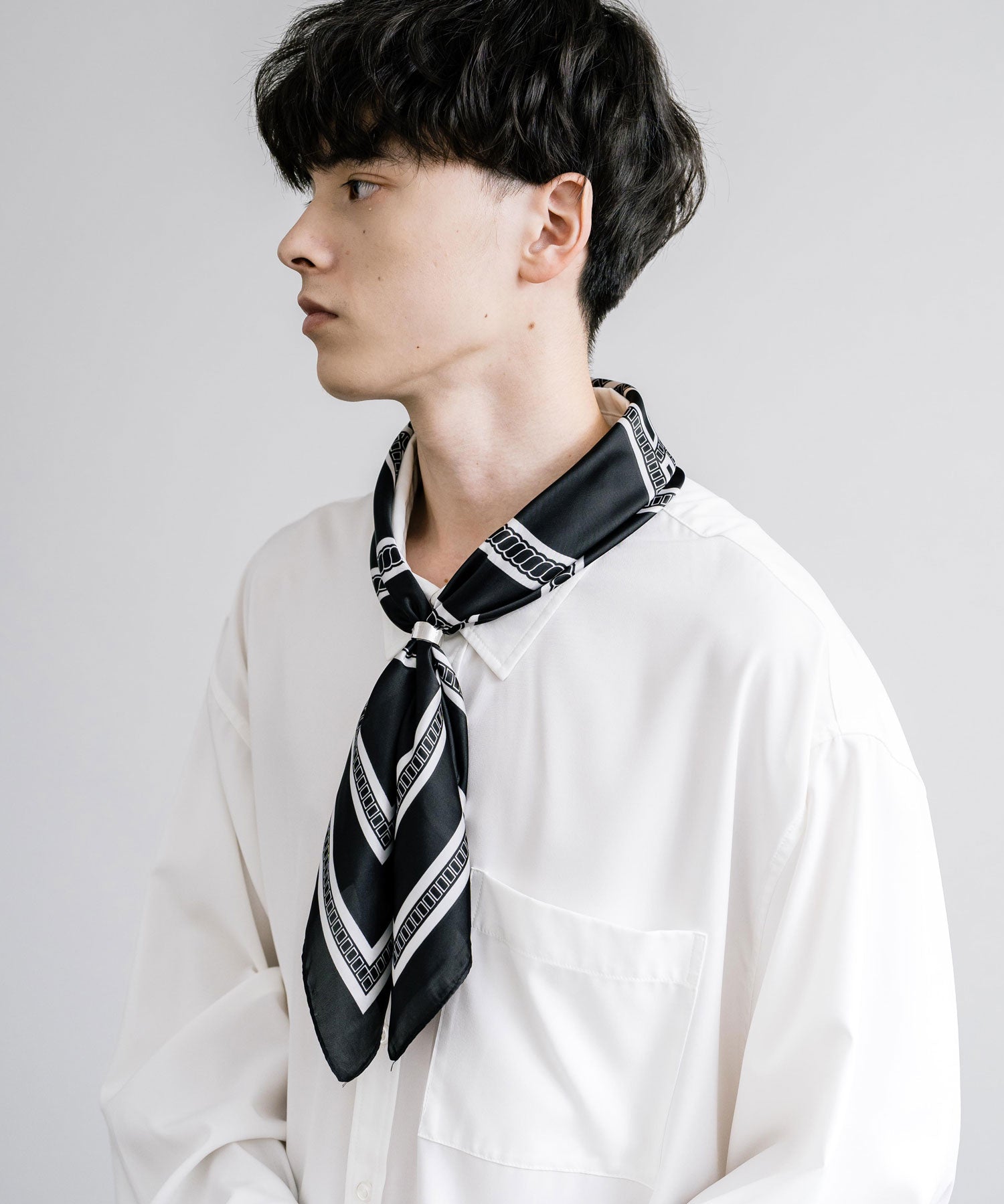 新色追加 スカーフリング付き 大判サイズ総柄スカーフ 12688