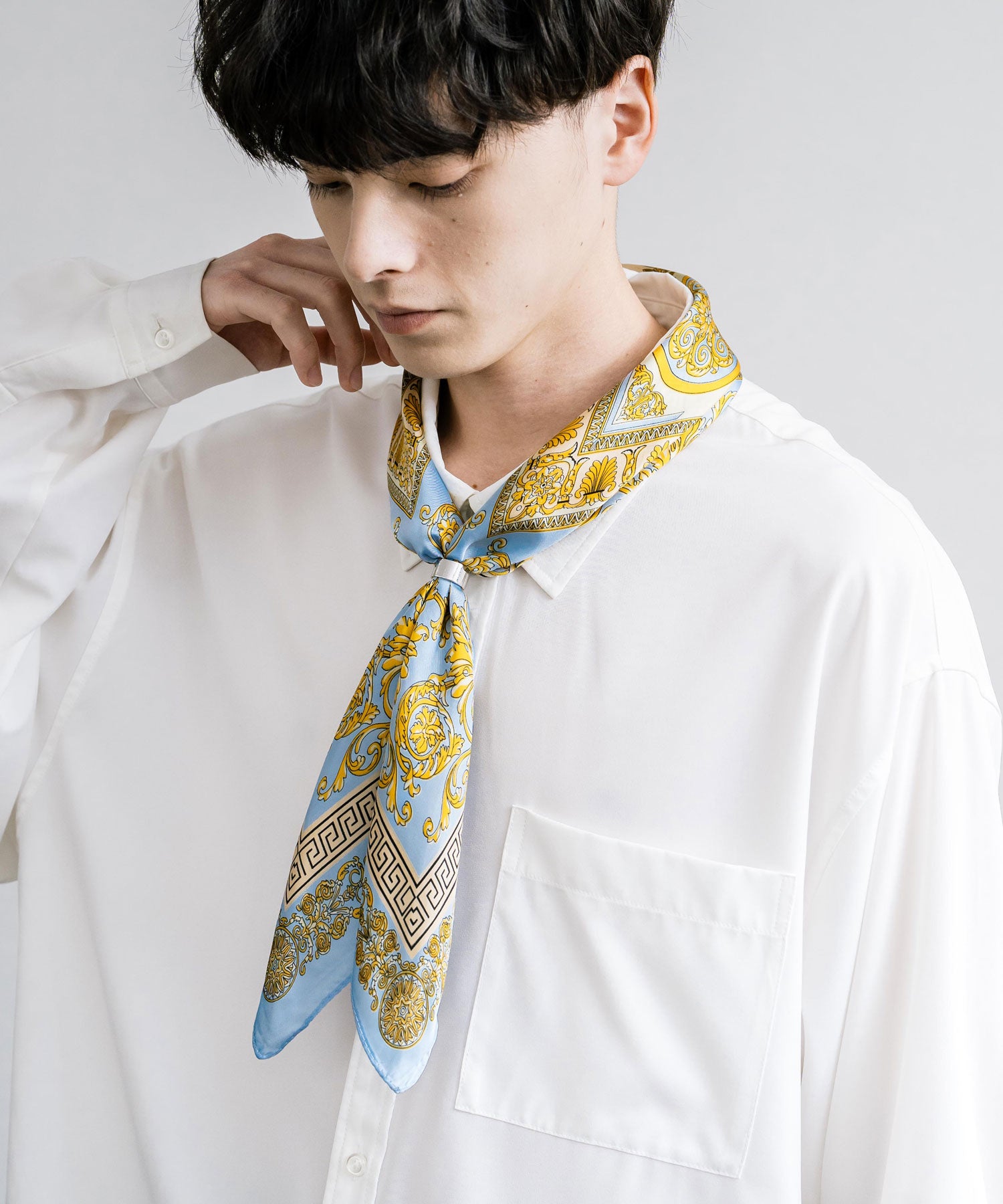 新色追加 スカーフリング付き 大判サイズ総柄スカーフ 12688