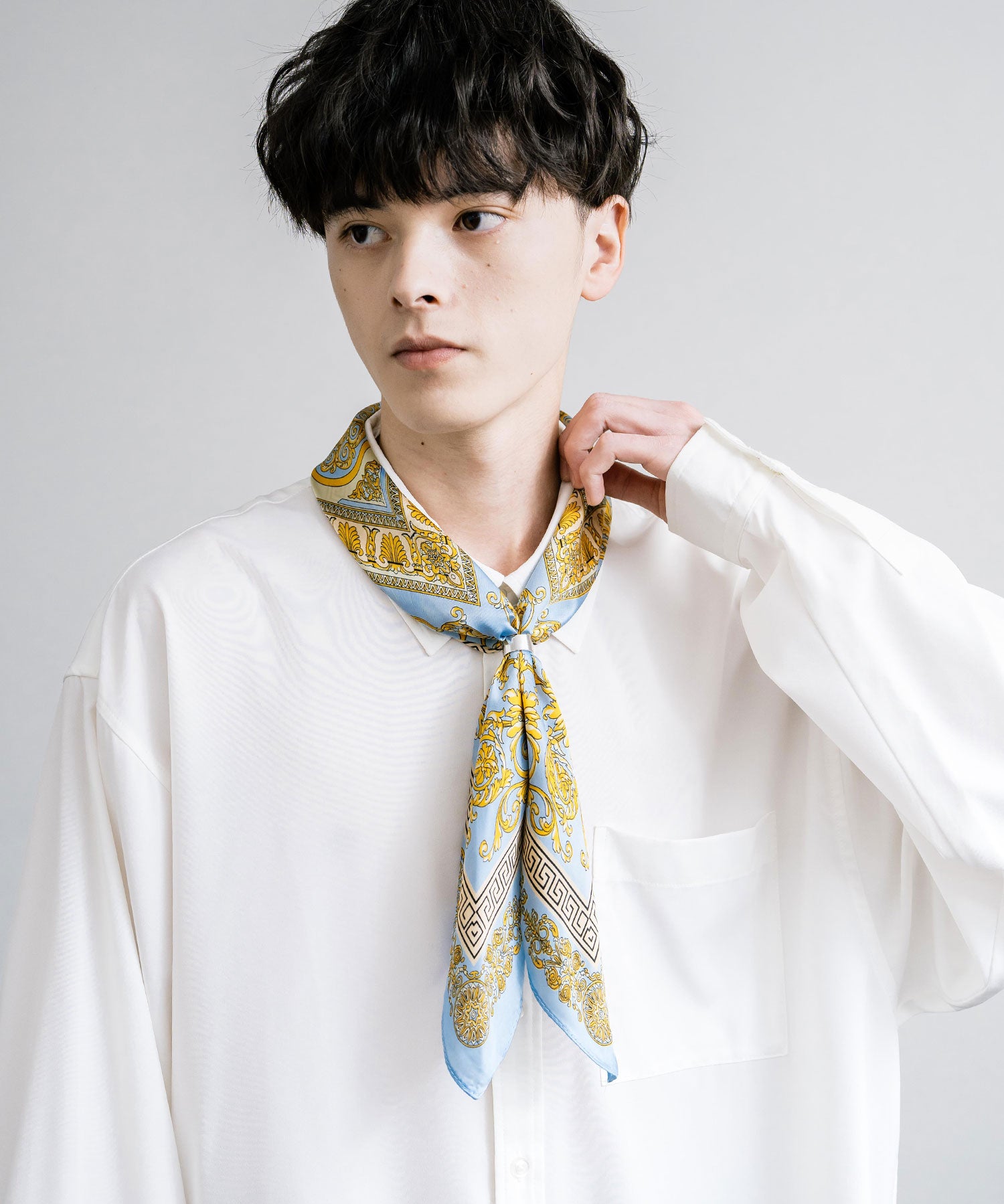 新色追加 スカーフリング付き 大判サイズ総柄スカーフ 12688