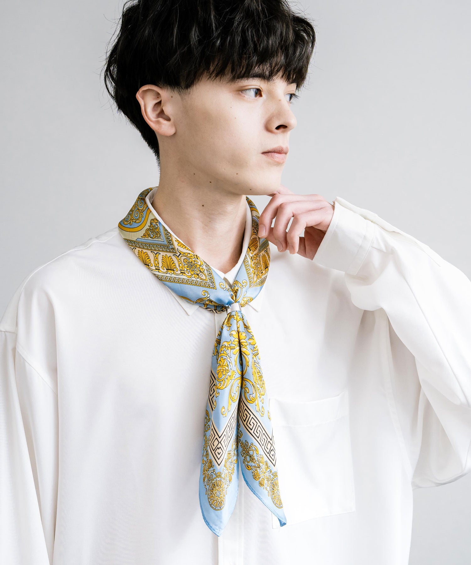 新色追加 スカーフリング付き 大判サイズ総柄スカーフ 12688