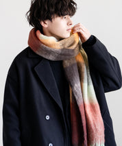 新色追加 モヘアタッチ ボリュームフリンジマフラー 無地/チェック	12999