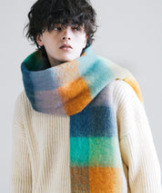 新色追加 モヘアタッチ ボリュームフリンジマフラー 無地/チェック	12999