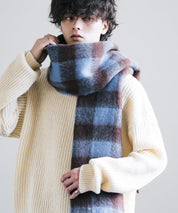 新色追加 モヘアタッチ ボリュームフリンジマフラー 無地/チェック	12999
