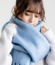新色追加 モヘアタッチ ボリュームフリンジマフラー 無地/チェック	12999