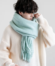 新色追加 モヘアタッチ ボリュームフリンジマフラー 無地/チェック	12999