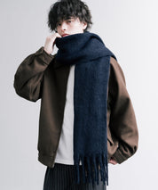 新色追加 モヘアタッチ ボリュームフリンジマフラー 無地/チェック	12999