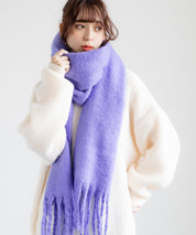 新色追加 モヘアタッチ ボリュームフリンジマフラー 無地/チェック	12999