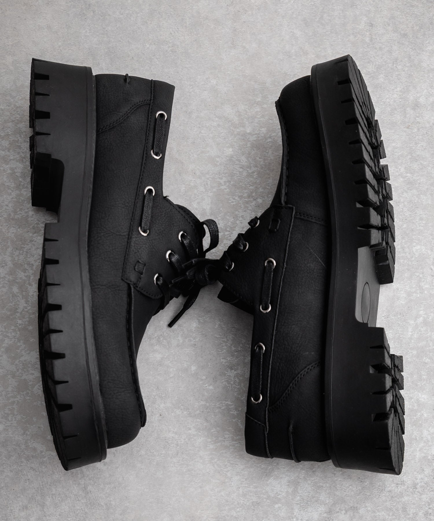 フェイクレザー厚底モカシンボートシューズ/デッキシューズ 15291