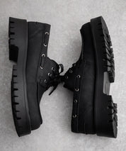 フェイクレザー厚底モカシンボートシューズ/デッキシューズ 15291