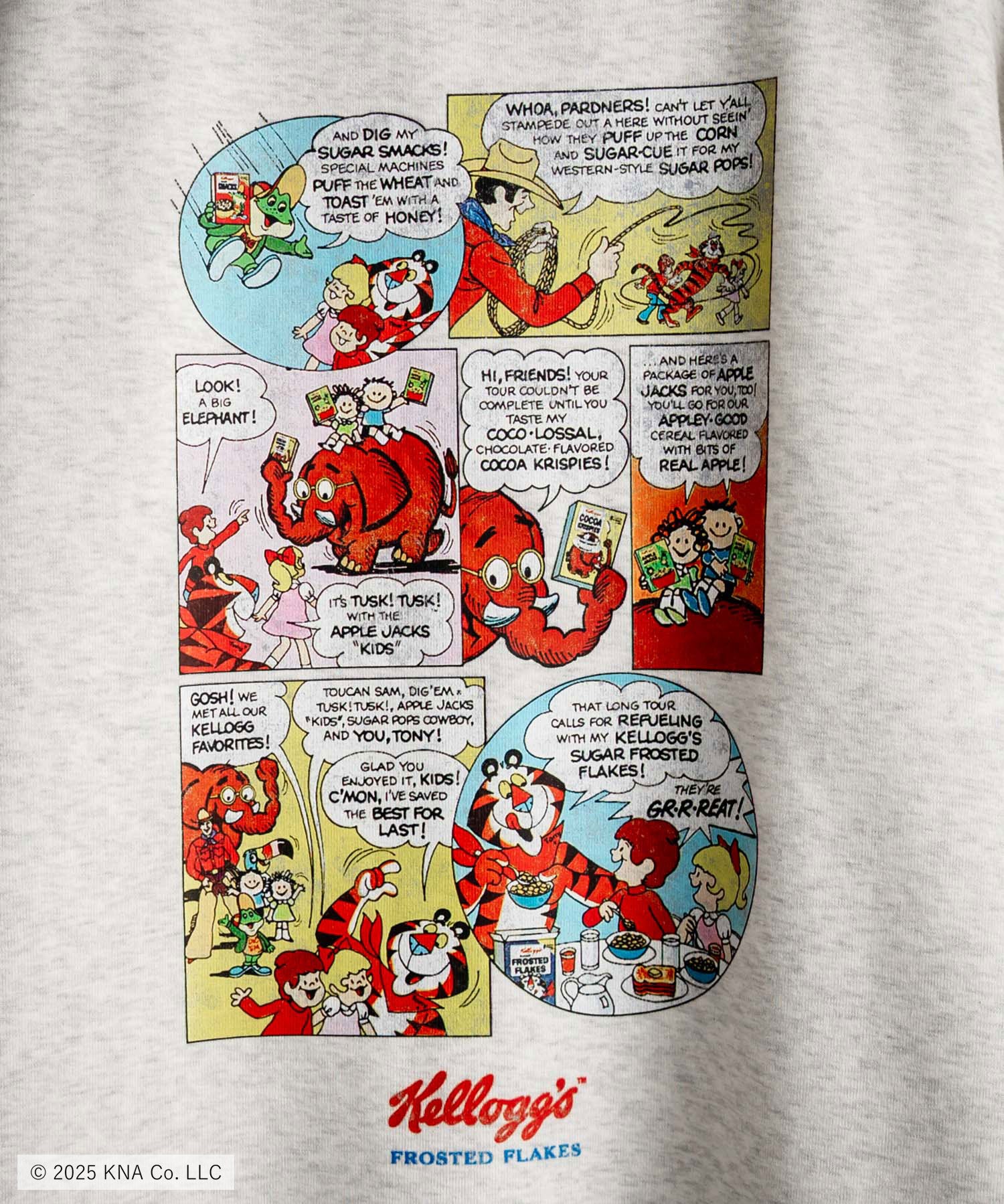 Kellogg's 別注コラボ オーバーサイズヴィンテージライクグラフィックプリント裏起毛スウェットトレーナー 15117