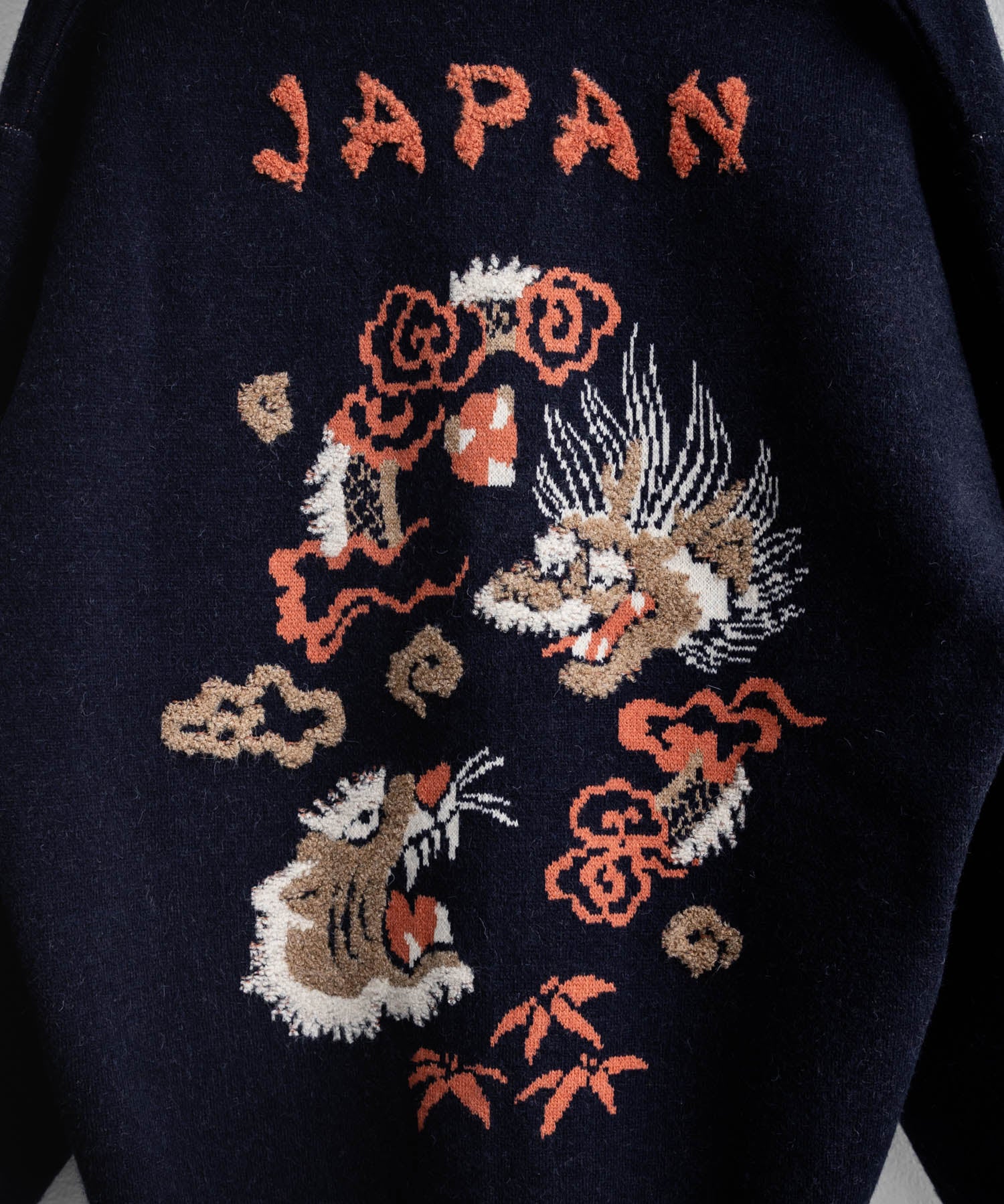 KRIFF MAYER クリフメイヤー オーバーサイズ龍虎刺繍もちのびV長袖ネックニットカーディガン 2623100 16539