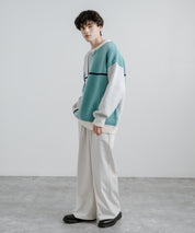 新色追加 オーバーサイズ クロスチェック柄クルーニット　14052