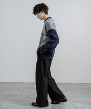 新色追加 オーバーサイズ クロスチェック柄クルーニット　14052