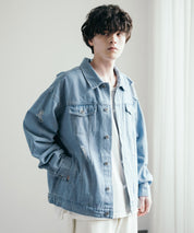 オーバーサイズダメージ加工デニムジャケット/Gジャン
