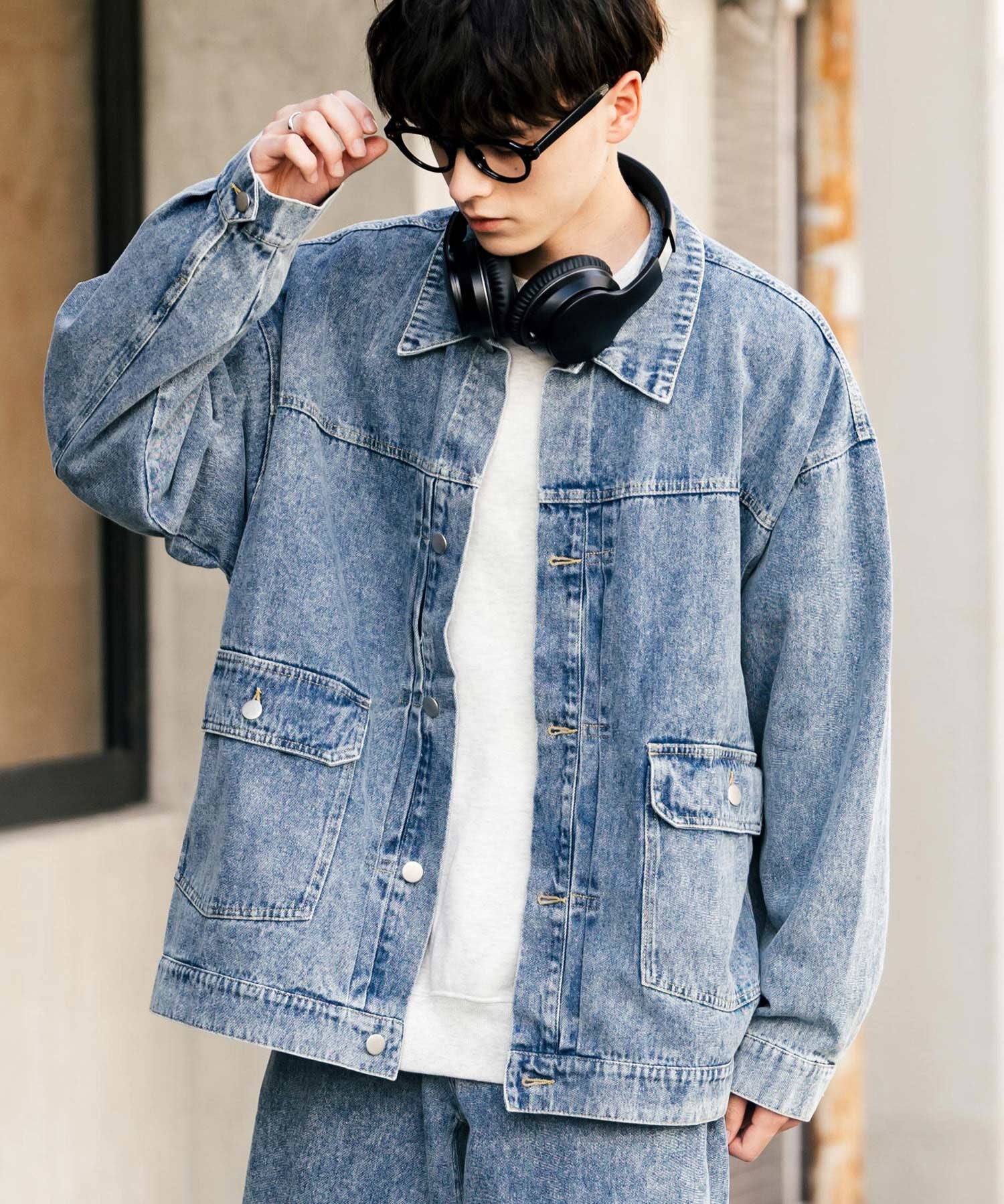 【セットアップ】オーバーサイズデニムジャケット＋ワイドパンツ