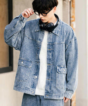 【セットアップ】オーバーサイズデニムジャケット＋ワイドパンツ
