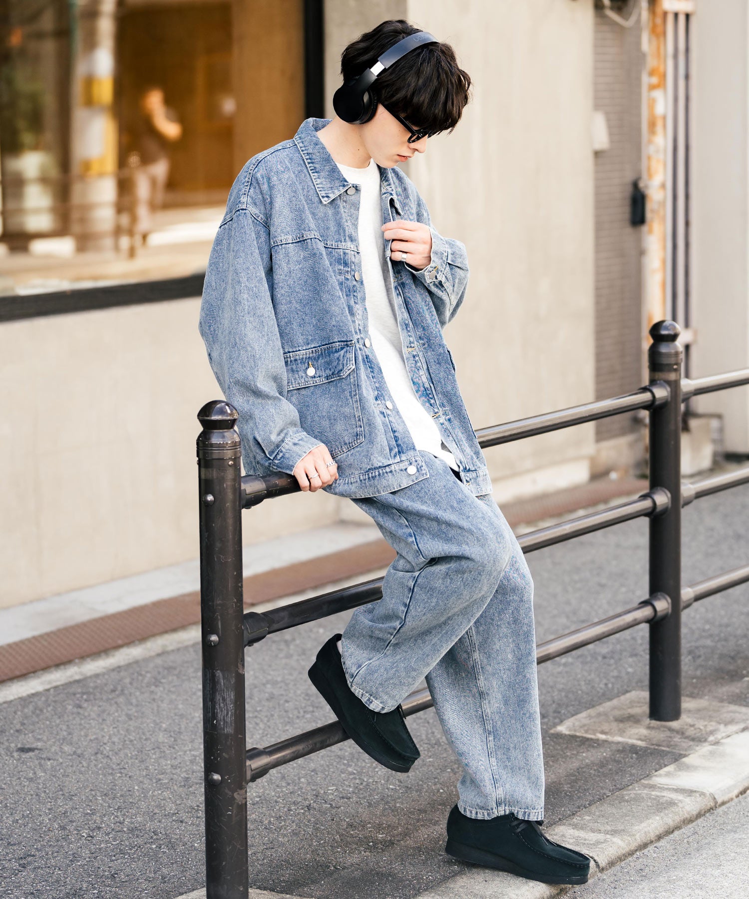 【セットアップ】オーバーサイズデニムジャケット＋ワイドパンツ