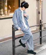 【セットアップ】オーバーサイズデニムジャケット＋ワイドパンツ